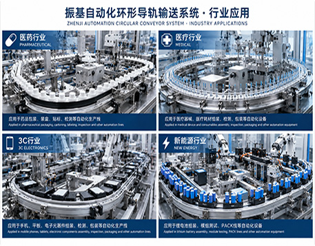 Circular conveyor system applications in medical and industrial automation
