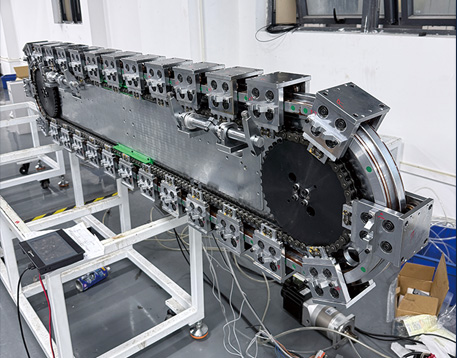 Circular guide rail conveyor system for fan cooling component assembly automation